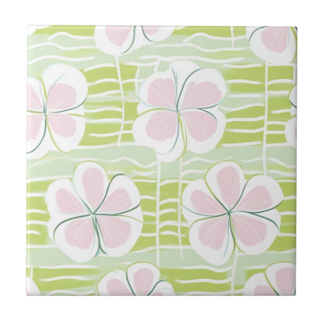 Modern Abstract Floral Line Pattern (9) Tile (Front)