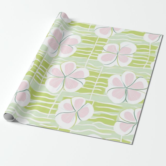 Modern Abstract Floral Line Pattern (9) Wrapping Paper (Unrolled)