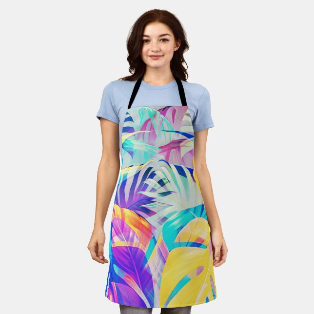 Modern Abstract Floral Pastel Colour Apron (Worn)
