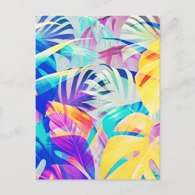 Modern Abstract Floral Pastel Colour Postcard (Front)
