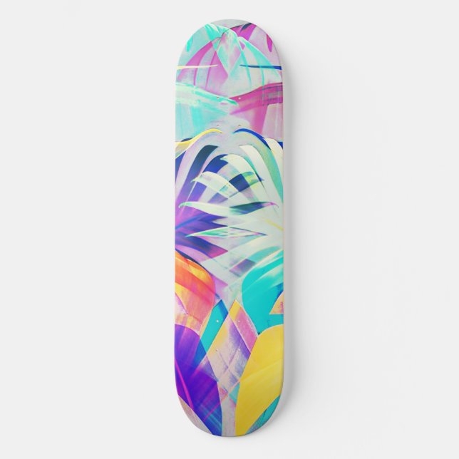 Modern Abstract Floral Pastel Colour Skateboard (Front)