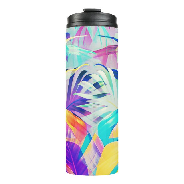 Modern Abstract Floral Pastel Colour Thermal Tumbler (Front)
