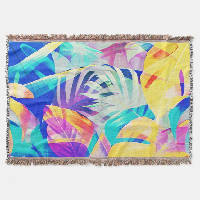 Modern Abstract Floral Pastel Colour Throw Blanket (Front)