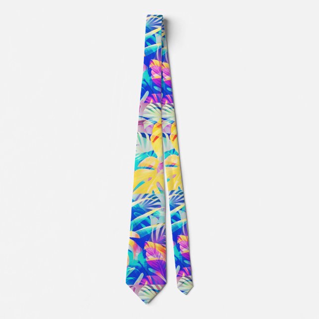 Modern Abstract Floral Pastel Colour Tie (Front)