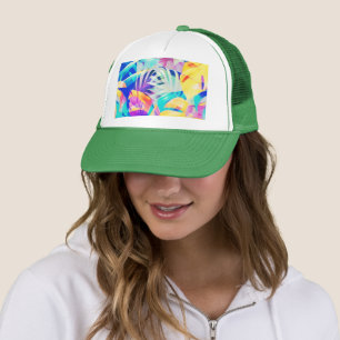 Modern Abstract Floral Pastel Colour Trucker Hat
