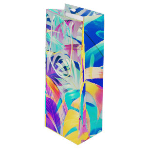 Modern Abstract Floral Pastel Colour Wine Gift Bag