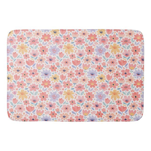 Modern Abstract Floral Pattern Bath Mat (Front)