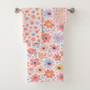Modern Abstract Floral Pattern Bath Towel Set
