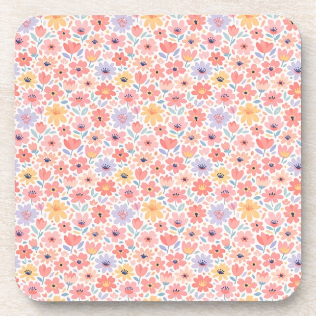 Modern Abstract Floral Pattern Coaster (Front)