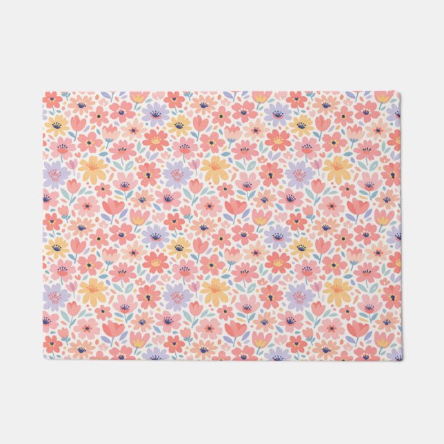 Modern Abstract Floral Pattern Doormat (Front)