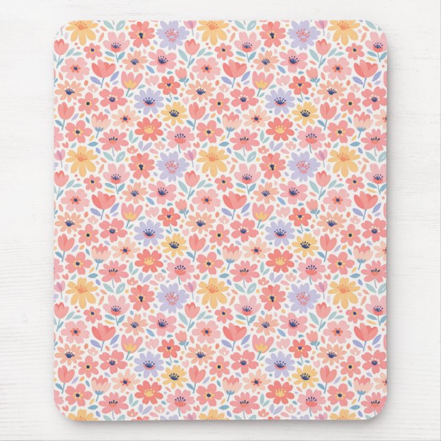 Modern Abstract Floral Pattern Mouse Mat (Front)