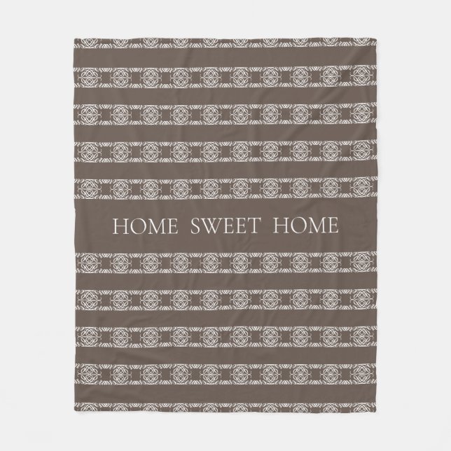 Modern abstract floral pattern on brown fleece blanket (Front)