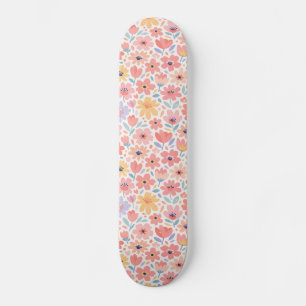 Modern Abstract Floral Pattern Skateboard