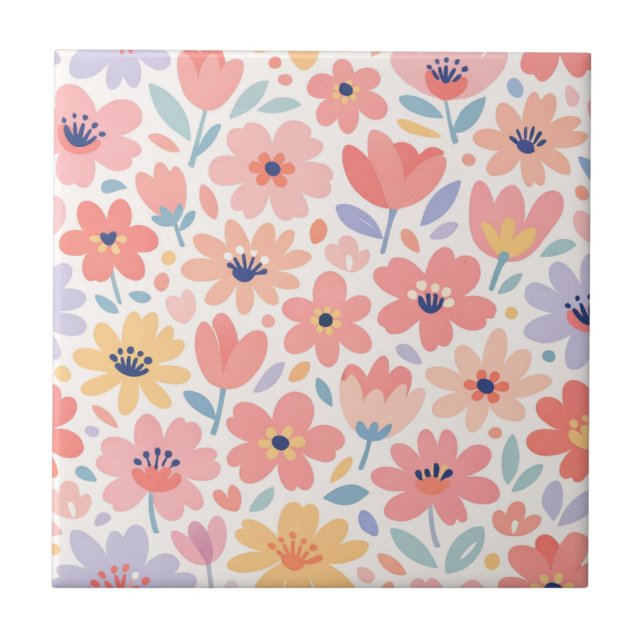 Modern Abstract Floral Pattern Tile (Front)
