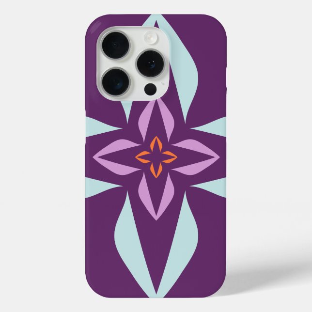 Modern Abstract Floral Purple and Orange Case-Mate iPhone Case (Back)