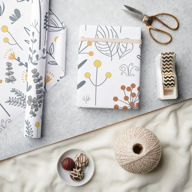 Modern Abstract Floral Seamless Pattern Wrapping Paper (Crafts)