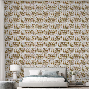 Modern Abstract Floral Silhouette Pattern Wallpaper