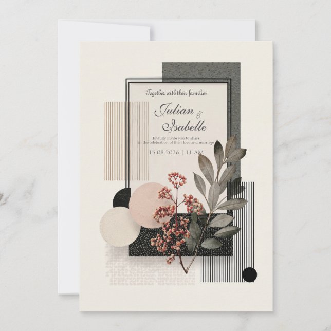 Modern Abstract Floral Wedding Invitation (Front)