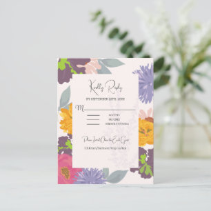 Modern Abstract Floral Wedding RSVP Card