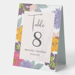Modern Abstract Floral Wedding Table Number