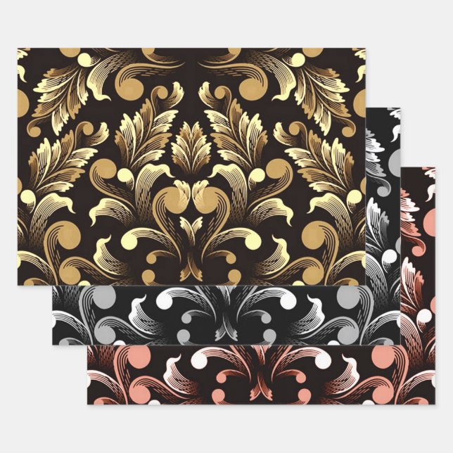 Modern Abstract Floral Wrapping Paper Sheet (Set)