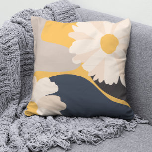 Modern Abstract Floral Yellow Cushion