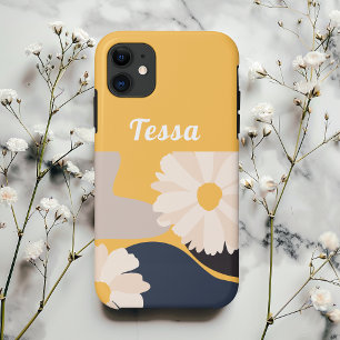 Modern Abstract Floral Yellow Personalised iPhone 11 Case