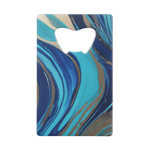 Modern Abstract Flow Art- Blue and Gold-