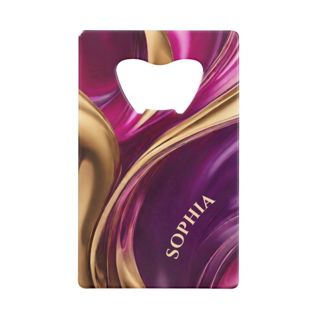 Modern Abstract Flow Art- Fuchsia Purple and Gold- (Front)