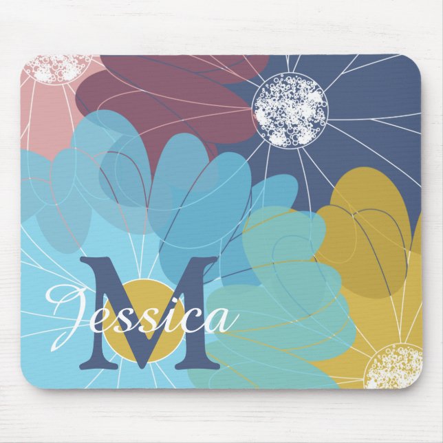 Modern Abstract Flower Art Personalised Mouse Mat (Front)