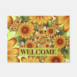 Modern Abstract Flower Dream Fractal Art Welcome Doormat