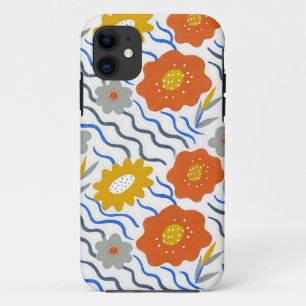 Modern Abstract Flowers Boho Wavy iPhone 11 Case