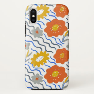 Modern Abstract Flowers Boho Wavy iPhone XS Case