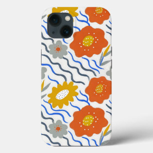 Modern Abstract Flowers Boho Wavy iPhone 13 Case