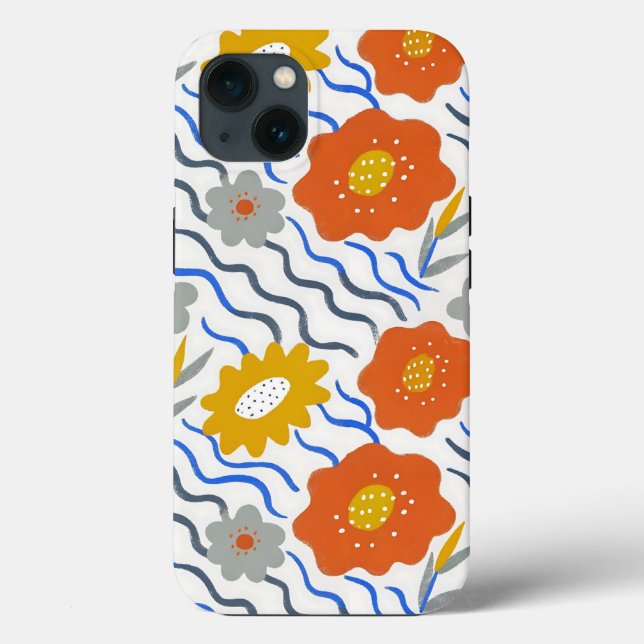 Modern Abstract Flowers Boho Wavy Case-Mate iPhone Case (Back)