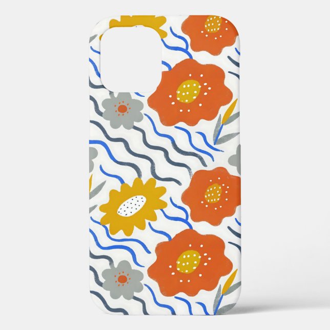 Modern Abstract Flowers Boho Wavy Case-Mate iPhone Case (Back)