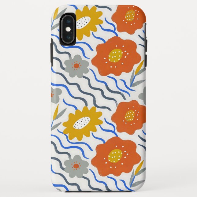 Modern Abstract Flowers Boho Wavy Case-Mate iPhone Case (Back)