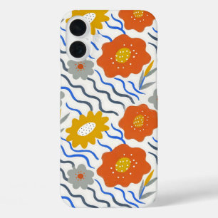 Modern Abstract Flowers Boho Wavy iPhone 16 Plus Case