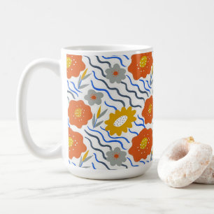 Modern Abstract Flowers Boho Wavy Coffee Mug