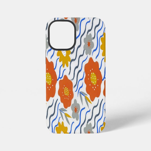 Modern Abstract Flowers Boho Wavy iPhone Case (Back)