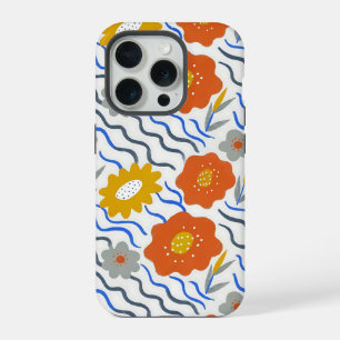 Modern Abstract Flowers Boho Wavy iPhone 15 Pro Case