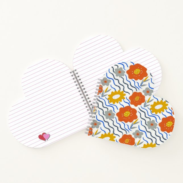 Modern Abstract Flowers Boho Wavy Notebook (Inside)