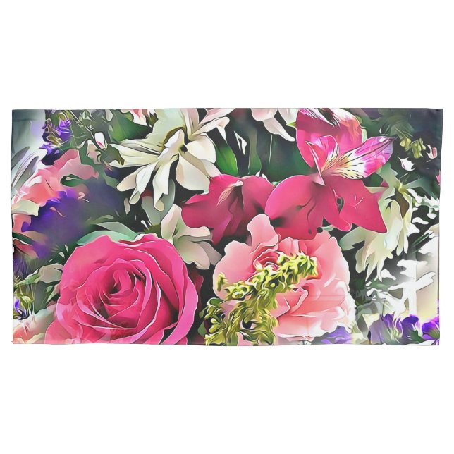 Modern Abstract flowers floral art   Pillowcase (Front-Left)