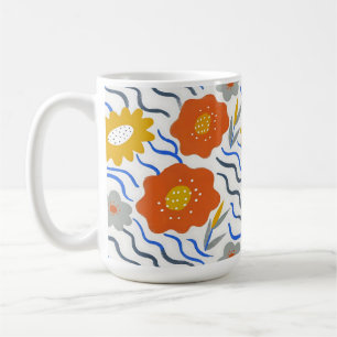 Modern Abstract Flowers Vibrant Wavy Coffee Mug