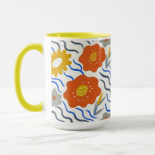 Modern Abstract Flowers Vibrant Wavy Mug