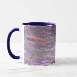 Modern Abstract Fluid Art Acrylic Pour Blue Marble Mug