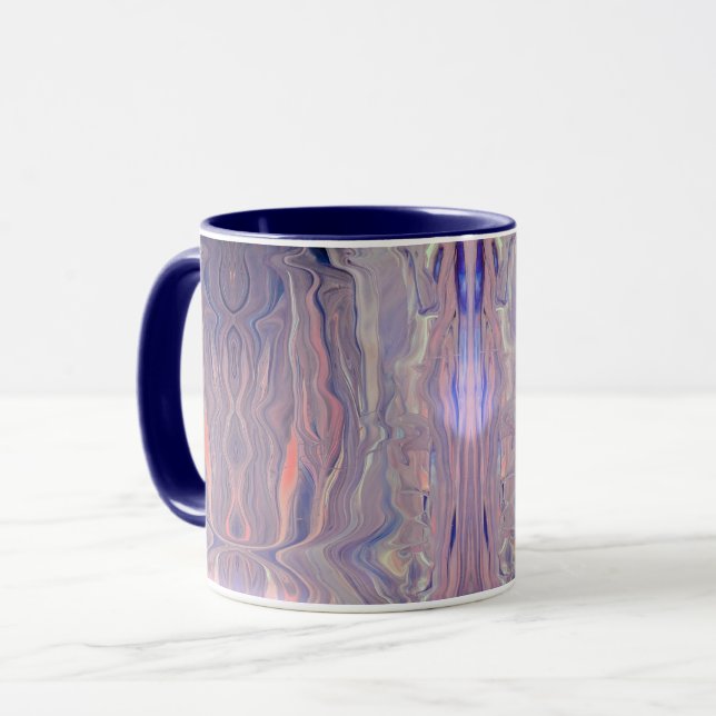 Modern Abstract Fluid Art Acrylic Pour Blue Marble Mug (Front Left)