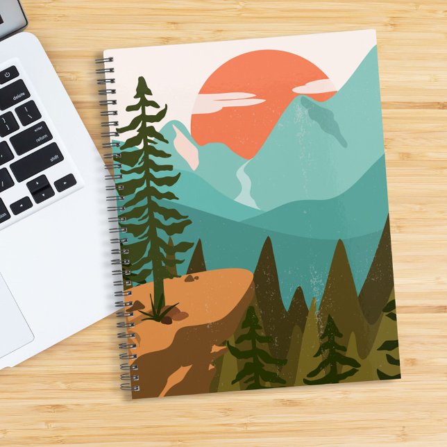 Modern Abstract Forest, Mountains, and Sunrise Planner (In situ)