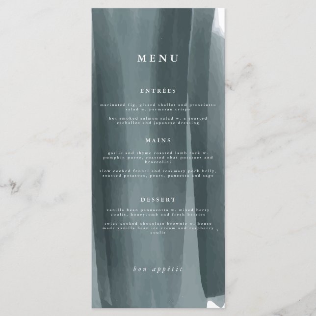 Modern Abstract Formal Wedding | Menu (Front)