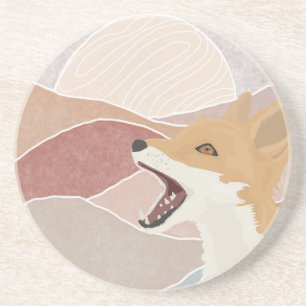Modern Abstract Fox & The Hills Stone Coaster